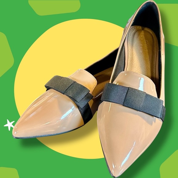 NWOT ASOS DESIGN ‘Wide Fit Luan Bow Pointed Ballet Flats’ in “Beige Patent” 10W - Picture 16 of 16